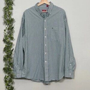 IZOD | BUTTON DOWN SHIRT SIZE XL WHITE GREEN BLUE